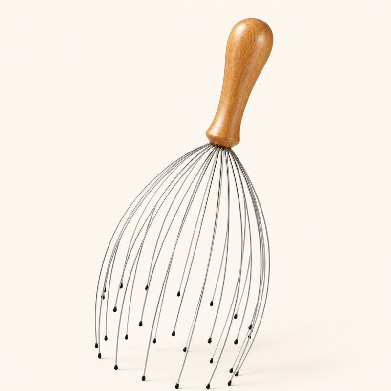 Handheld head massager on a cream background — Zona Relax