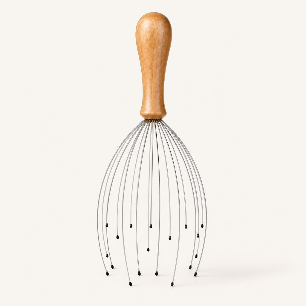 Handheld head massager on a cream background — Zona Relax