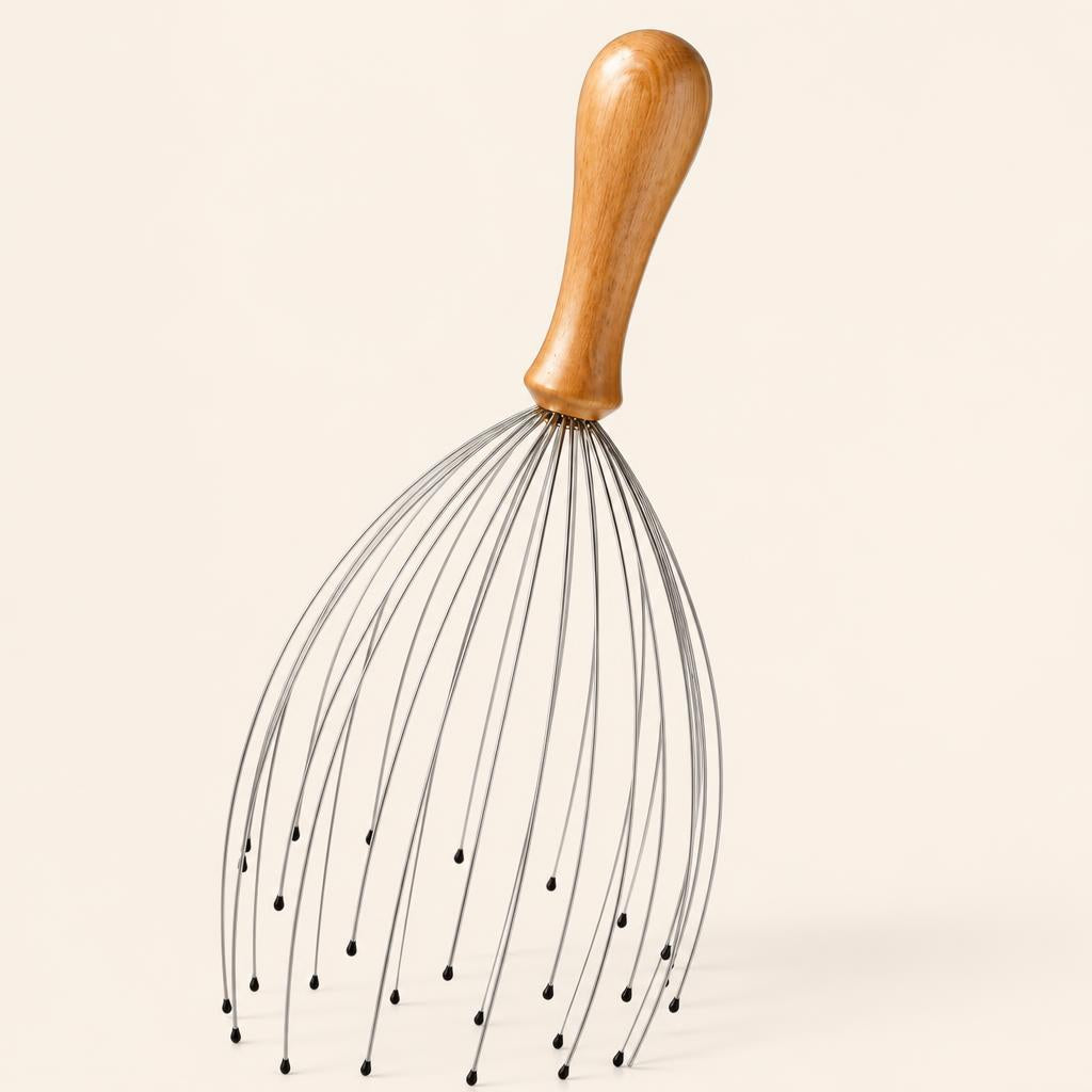 Handheld head massager on a cream background — Zona Relax